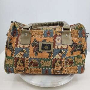 Pioneer Express Vintage Dog Tapestry Satchel Bag Faithful Companion Duffel Pet
